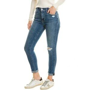 Like New Hudson Jeans Natalie Mid-Rise Slim Boyfriend Crop Distressed w/ Raw Hem